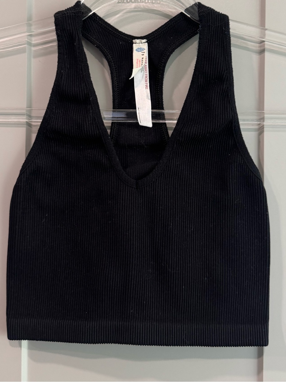FP Movement by Free People Black Ribbed Racerback Crop Tank